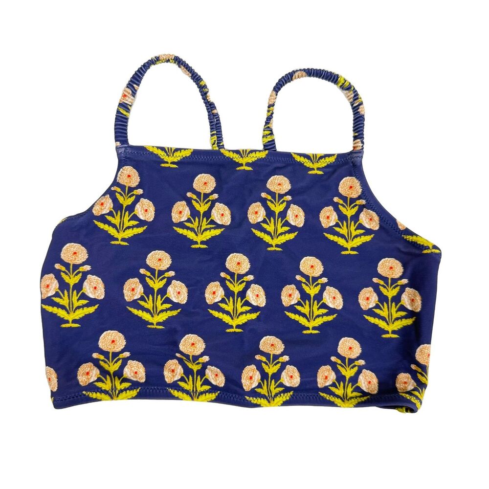 J.CREW CREWCUTS Girls' Ruched-Strap Swim Top 10 Downtown Navy Blue NWT B29